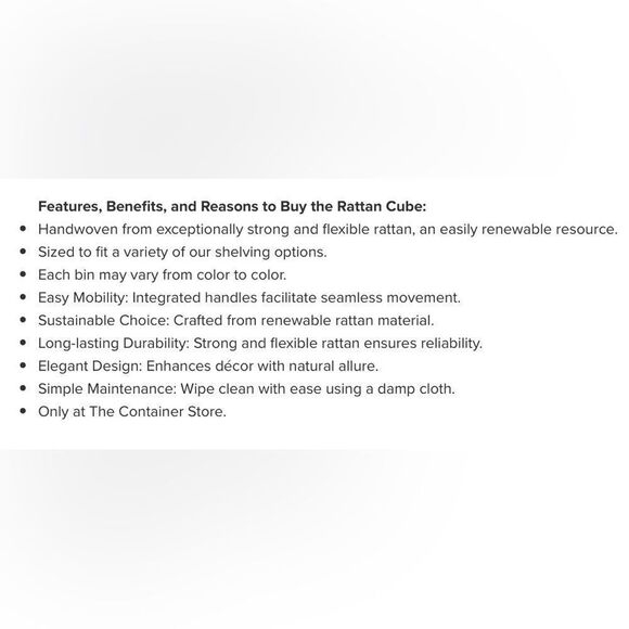 Container Store Rattan Cube with Handles Natural. - Picture 8 of 8